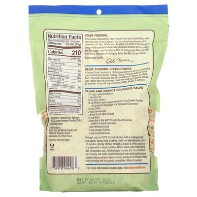 Bob's Red Mill, Tri-Color Pearl Cuskus, 1 lb (454 g) Bob's Red Mill, Tri-Color Pearl Cuskus, 1 lb (454 g)