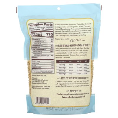 Bob's Red Mill Steel Cut Oats, Whole Grain, 24 oz (680 g) Bob's Red Mill Steel Cut Oats, Whole Grain, 24 oz (680 g)