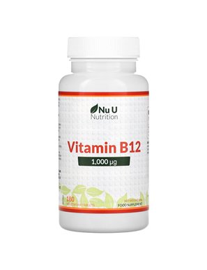 Nu U Nutrition, Vitamin B12, 1000 mcg, 180 vegetarische Tabletten Nu U Nutrition, Vitamin B12, 1000 mcg, 180 vegetarische Tabletten