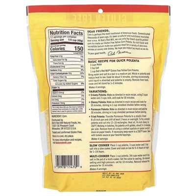 Bob's Red Mill Gluten-Free Yellow Corn Polenta, 24 oz (680 g) Bob's Red Mill Gluten-Free Yellow Corn Polenta, 24 oz (680 g)