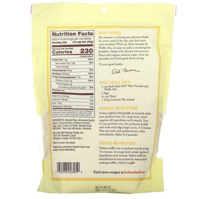 Bob's Red Mill, Paleo-Pfannkuchen- und Waffelmischung, getreidefrei, 13 oz (368 g)