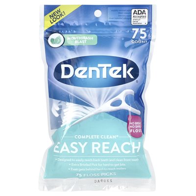 DenTek, Complete Clean, Easy Reach Floss Picks, Mouthwash Blast, 75 Floss Picks DenTek, Complete Clean, Easy Reach Floss Picks, Mouthwash Blast, 75 Floss Picks