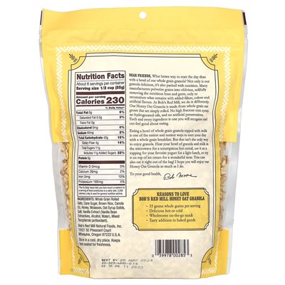 Bob's Red Mill, Müsli, Honig-Hafer, 12 oz (340 g)
