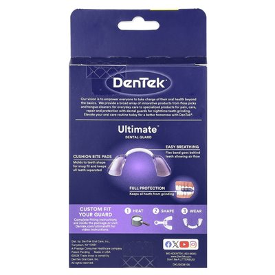 Dentek, Ultimate ™ Dental Guard, Ultra Light/Slim Design, 1 strażnik + 1 obudowa przechowywania + 1