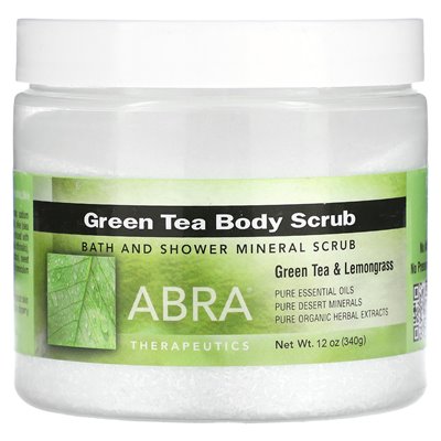 Abra Therapeutics, Green Tea Cody Scrub, zielona herbata i trawa cytrynowa, 12 uncji (340 g)