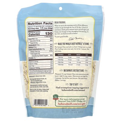 Bob's Red Mill, Instant Rolled Oats, pełnoziarniste, 16 uncji (454 g)