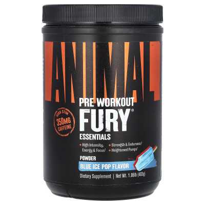 Animal, Fury® Essentials, Pre Workout, Blue Ice Pop, 1,06 funtów (483 g) Animal, Fury® Essentials, Pre Workout, Blue Ice Pop, 1,06 funtów (483 g)