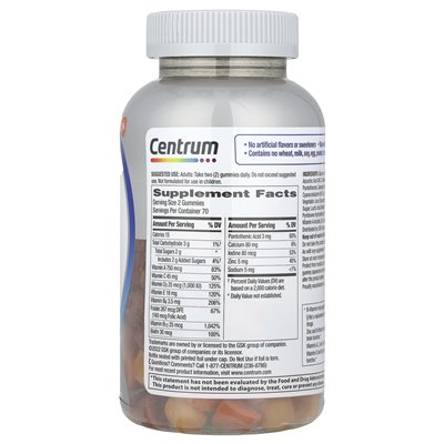 Centrum, Men 50+ Multigummy, różne naturalne owoce, 140 gumzy Centrum, Men 50+ Multigummy, różne naturalne owoce, 140 gumzy