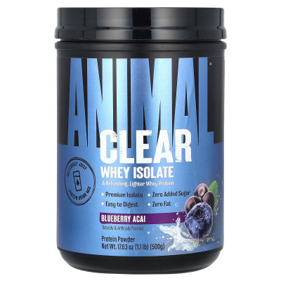 Zwierzę, Clear Whey izolat, jagodowe Acai, 1,1 funta (500 g)