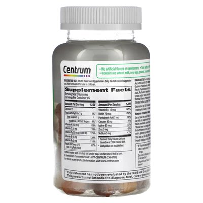 Centrum, dorośli 50+ multigummy, różne naturalne owoce, 90 gumzy
