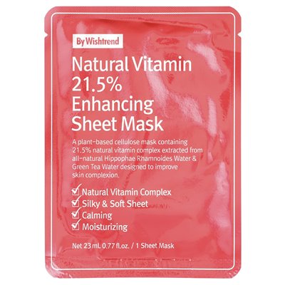 By WishTrend, Natürliches Vitamin 21,5 %, stärkende kosmetische Tuchmaske, 1 Tuch, 23 ml (0,77 fl. oz.)