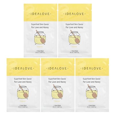 Idealove, Superfood Skin Savior, For Love and Honey, 5 masek o pięknie, 0,68 fl oz (20 ml)