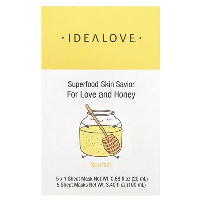 Idealove, Superfood Skin Savior, For Love and Honey, 5 masek o pięknie, 0,68 fl oz (20 ml)