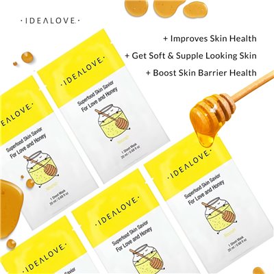 Idealove, Superfood Skin Savior, For Love and Honey, 5 masek o pięknie, 0,68 fl oz (20 ml)