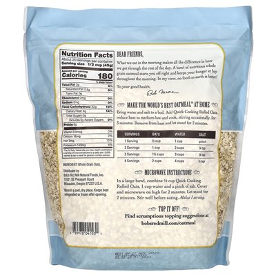 Bob's Red Mill, Schnell-Haferflocken, Vollkorn, 32 oz (907 g) Bob's Red Mill, Schnell-Haferflocken, Vollkorn, 32 oz (907 g)