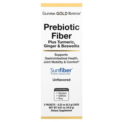 California Gold Nutrition, Prebiotic Fiber Plus Turkumeria, Ginger i Boswellia, 3 pakiety, 0,22 uncji (6,3 g) California Gold Nutrition, Prebiotic Fiber Plus Turkumeria, Ginger i Boswellia, 3 pakiety, 0,22 uncji (6,3 g)