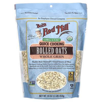 Bob's Red Mill, Bio-Haferflocken zum schnellen Kochen, Vollkorn, 16 oz (454 g) Bob's Red Mill, Bio-Haferflocken zum schnellen Kochen, Vollkorn, 16 oz (454 g)