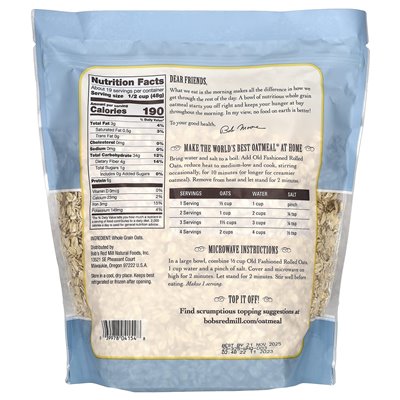 Bob's Red Mill Old Fashioned Haferflocken, Vollkorn, 32 oz (907 g) Bob's Red Mill Old Fashioned Haferflocken, Vollkorn, 32 oz (907 g)