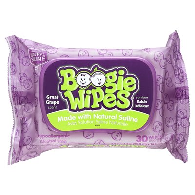 Chusteczki boogie, delikatne chusteczki soli fizjologicznej, winogrona, 30 chusteczek
