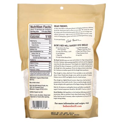 Bob's Red Mill, Bio-Dunkelroggenmehl, Vollkorn, 20 oz (567 g)