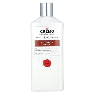 Cremo, 2 w 1 szampon i odżywek, nr 08, Bourbon &amp Oak, 16 fl oz (473 ml)