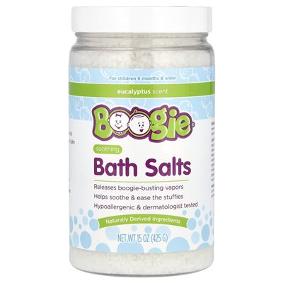 BOOGIE WIPES, kojące sole do kąpieli, eukaliptus, 15 uncji (425 g)