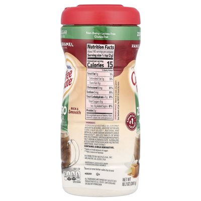 Coffee coffee, powdered coffee cream, zero sugar, vanilla caramel, 10.2 oz (289.1 g)