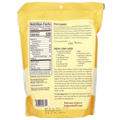 Bob's Red Mill, Bio-Vollkorn-Maismehl, 22 oz (624 g)