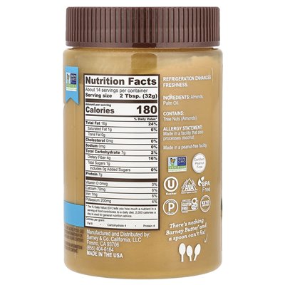 Barney Butter, nackte Mandelbutter, geschmeidig, 16 oz (454 g)