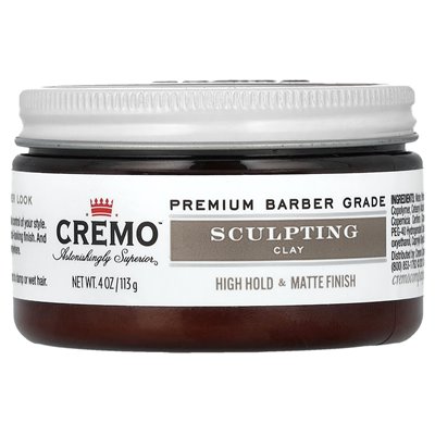 Cremo, glina rzeźbiących w klasie fryzjerskiej, wykończenie o wysokim wstrzymaniu i matowe wykończenie, 4 uncje (113 g)