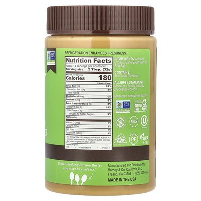 Barney Butter, Masle, Crunchy, 16 uncji (454 g) Barney Butter, Masle, Crunchy, 16 uncji (454 g)
