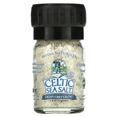 Celtic Sea Salt, Celtic Light Grey, Vital Mineral Blend, Mini Salt Grinder, 1.8 oz (51 g)