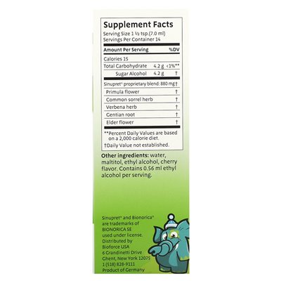 Bionorica, Sinupret Kids Syrop, 3,38 Fl Oz (100 ml)
