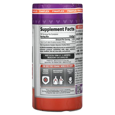 Finaflex, Pure Vitamin E, 209 mg (400 IU), 100 soft