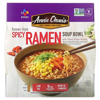 Annie Chun's, Ramen Soup Bowl, pikantna w stylu koreańskich, gorąca, 5,4 uncji (153 g)