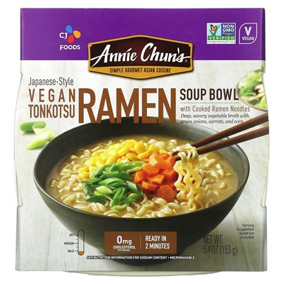 Annie Chun's, Ramen Soup Bowl, japoński wegański Tonkotsu, Mild, 5,4 uncji (153 g) Annie Chun's, Ramen Soup Bowl, japoński wegański Tonkotsu, Mild, 5,4 uncji (153 g)