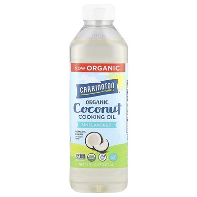 Carrington Farms, Organic Coconut Cooking Oil, Unprocessed, 16 fl oz (473 ml)