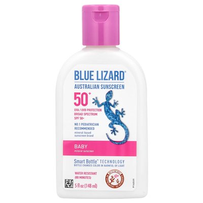 Blue Lizard Australian Sunscreen, Baby, Mineral Sunscreen, SPF 50+, 5 fl oz (148 ml) Blue Lizard Australian Sunscreen, Baby, Mineral Sunscreen, SPF 50+, 5 fl oz (148 ml)