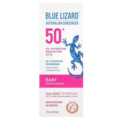 Blue Lizard Australian Sunscreen, Baby, Mineral Sunscreen, SPF 50+, 5 fl oz (148 ml) Blue Lizard Australian Sunscreen, Baby, Mineral Sunscreen, SPF 50+, 5 fl oz (148 ml)