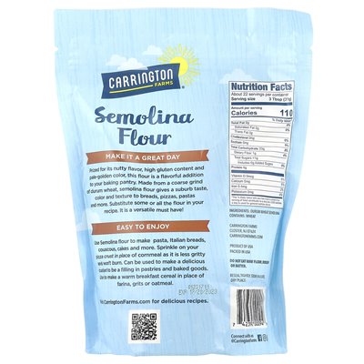 Carrington Farms, Semolina Flour, Durum Wheat, 24 oz