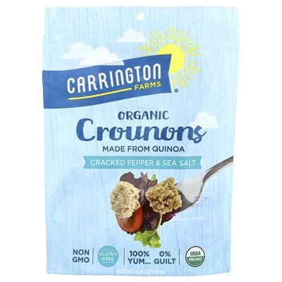Carrington Farms, Organic Crounons, Cracked Pepper & Sea Salt, 4,75 uncji (134 g) Carrington Farms, Organic Crounons, Cracked Pepper & Sea Salt, 4,75 uncji (134 g)