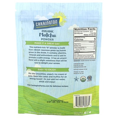 Carrington Farms, ekologiczna matcha proszek, 3,5 uncji (99 g)