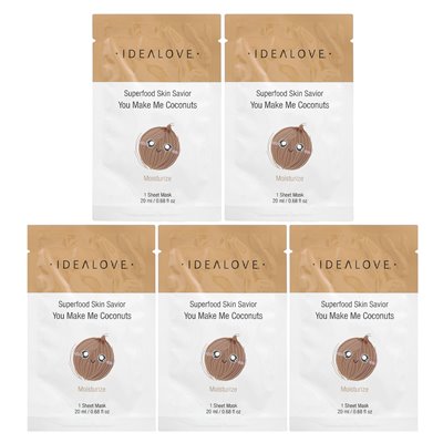 Idealove, Superfood Skin Savior, You You Make Me Coconuts, 5 Maski o pięknie, 0,68 fl oz (20 ml)