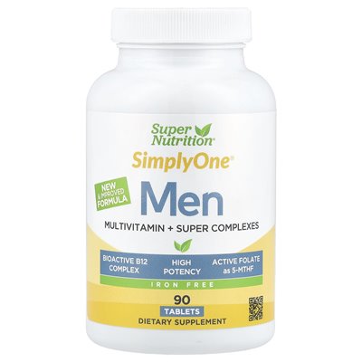 Super Nutrition, Simpleone®, multiwitamina męska z super adaptogenami, zielonymi, przyprawami i przeciwutleniaczem, wolne od żel