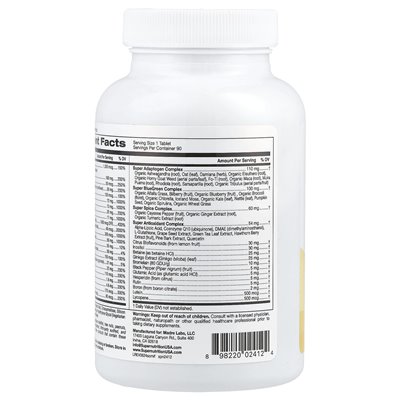 Super Nutrition, Simpleone®, multiwitamina męska z super adaptogenami, zielonymi, przyprawami i przeciwutleniaczem, wolne od żel