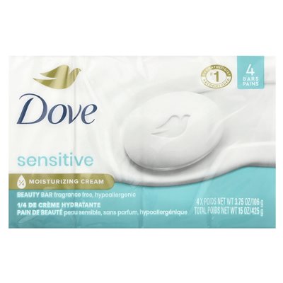 Pigeon, Beauty Bar Soap, Sensitive Skin, Fragrance Free, 4 Bars, 3.75oz (106g) Each