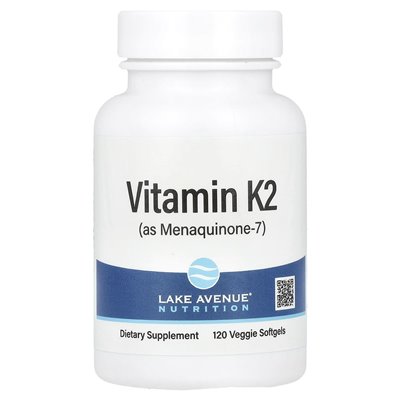 Lake Avenue Nutrition, witamina K2 (jako Menaquinone-7), 50 mcg, 120 wegetariańskich softgels