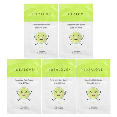 Idealove, Superfood Skin Savior, Lime All Yours, 5 Schönheitsmasken, 0,68 fl oz (20 ml)