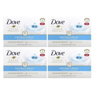 Dove, Care & Protect, Antibacterial Beauty Bar, 4 bary, 3,75 uncji (106 g) Dove, Care & Protect, Antibacterial Beauty Bar, 4 bary, 3,75 uncji (106 g)