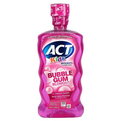 Act, Dla Dzieci, Fluorowana Płukanka Przeciwpróchnicowa, Bezalkoholowa, Bubble Gum Blowout, 16.9 fl oz (500 ml) Act, Dla Dzieci, Fluorowana Płukanka Przeciwpróchnicowa, Bezalkoholowa, Bubble Gum Blowout, 16.9 fl oz (500 ml)